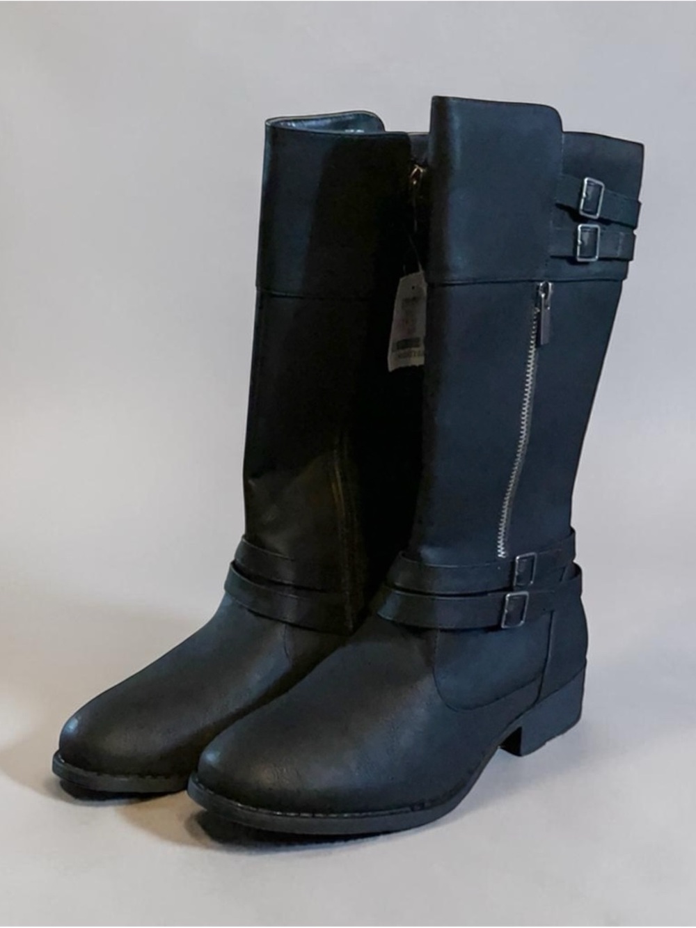 BRAND NEW IN BOX Unlisted Black Faux Leather Zip Up Calf Boots Size 6